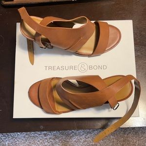 treasure bond brown leather heels. size 10m.
